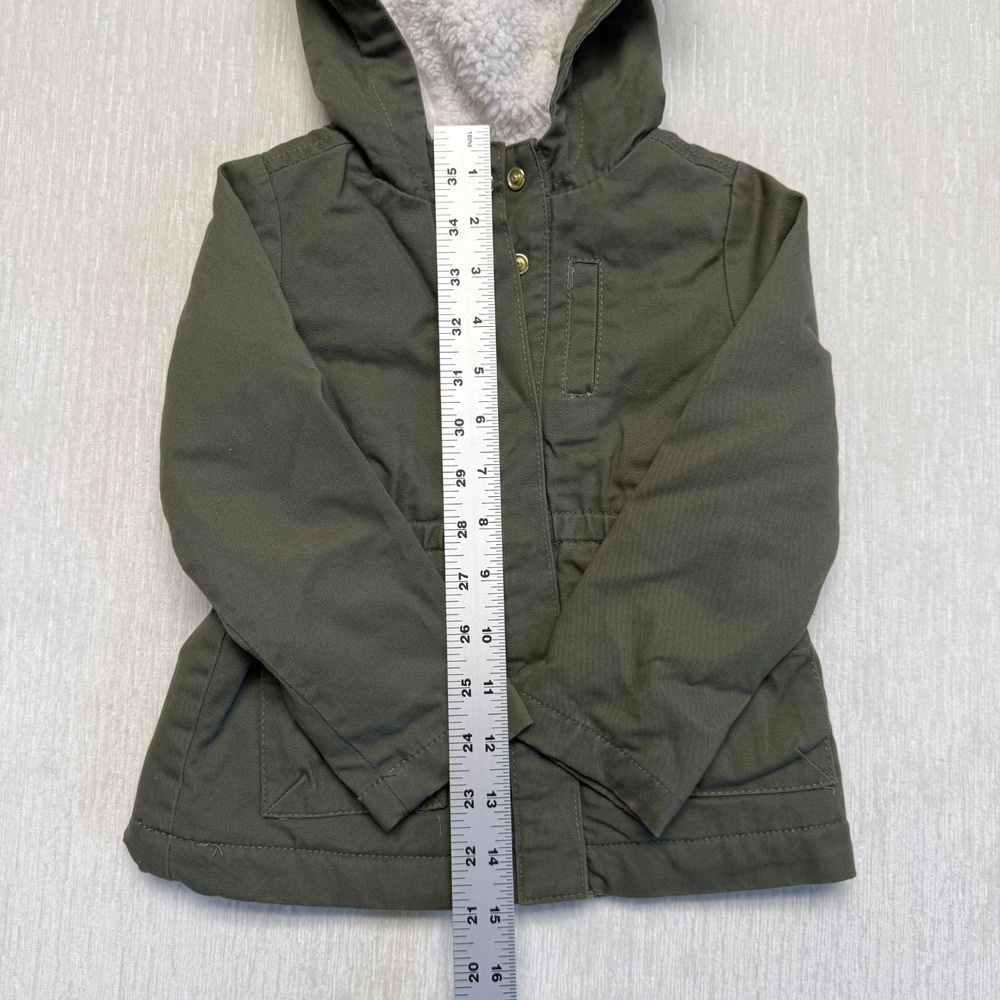 Tahari Fall Winter Jacket Toddler Girls 3T Olive Green Sherpa Lined Hooded Zip - Picture 5 of 10